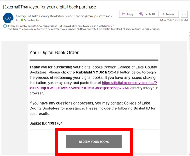Email Redemption Link