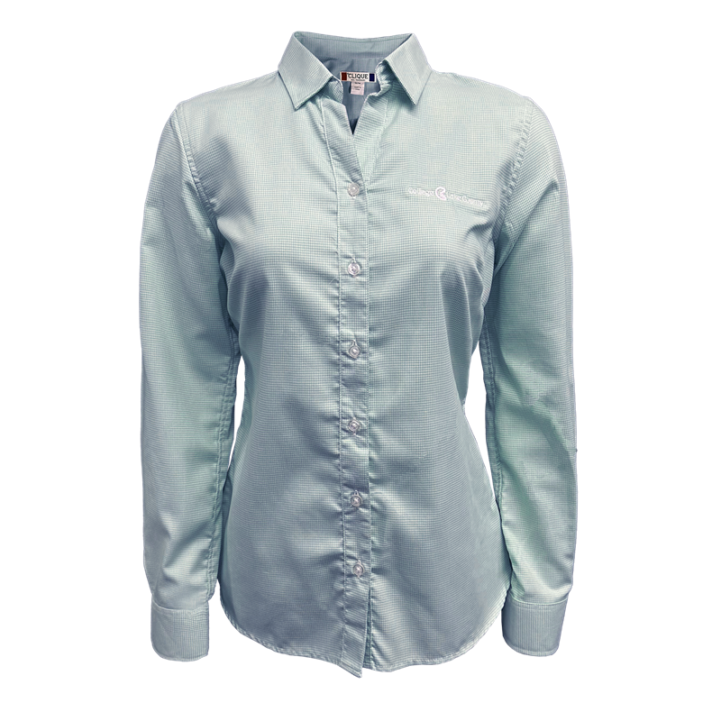 Ladies Woven Houndstooth Shirt - Blue, with CLC logo (SKU 1045927049)