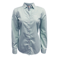 Ladies Woven Houndstooth Shirt - Blue, with CLC logo