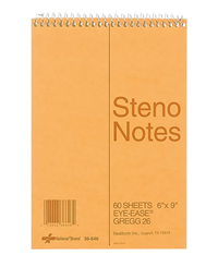 National Steno Pad, 6" x 9", Gregg, Brown, 60 Sheets/Pad