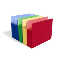 TRU RED File Pockets, 5.25" Expansion, Letter Size, Assorted Colors, 5/Pack