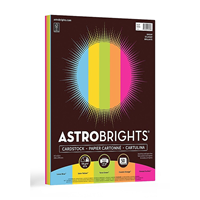 Astrobrights Bright Cardstock Paper, 65 lbs., 8.5" x 11", Assorted Colors, 50 Sheets/Pack