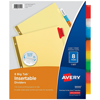 Avery Big Tab Insertable Paper Dividers, 8-Tab, Multicolor