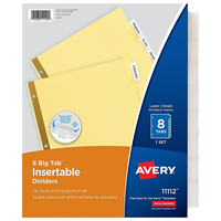 Avery Big Tab Insertable Paper Dividers, 8-Tab, Buff with Clear Tabs, Set