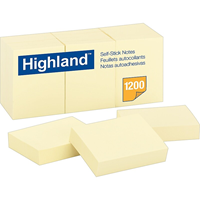 Highland Notes, 1.5" x 2", Yellow, 100 Sheets/Pad, 12 Pads