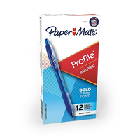 Paper Mate Profile RT Retractable Ballpoint Pens, Bold Point, Blue Ink, Dozen