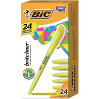 BIC Brite Liner Stick Highlighter, Chisel Tip, Yellow, 24/Pack