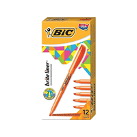 BIC Brite Liner Stick Highlighter, Chisel Tip, Orange, Dozen