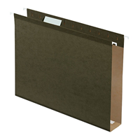 Pendaflex Box Bottom 5-Tab Hanging File Folders with 2" Expansion, Letter Size, Green, 25/Box