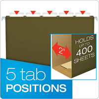 Pendaflex Box Bottom 5-Tab Hanging File Folders with 2