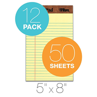 TOPS The Legal Pad Notepads, 5" x 8", Legal, Canary, 50 Sheets/Pad, 12 Pads/Pack