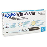 Expo Vis-A-Vis Wet Erase Markers, Fine Point, Black