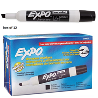 Expo Low Odor Chisel Point Dry Erase Marker-Black 12ct