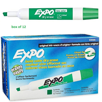 Expo Low Order Chisel Point Dry Erase Marker-Green 12ct