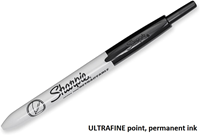 Sharpie Retractable Permanent Marker, Ultra Fine Tip, Black, Dozen