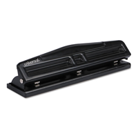 12- Sheet Deluxe Two- and Three- Hole Adjustable Punch, 9/ 32" Holes, Black (SKU 1057619971)
