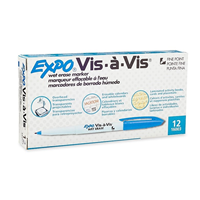 Expo Vis-à-Vis Wet Erase Markers, Fine Point, Blue, 12 ct<br>CLC STAFF ONLY