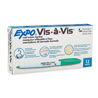 Expo Vis-à-Vis Wet Erase Markers, Fine Point, Green, 12 ct<br>CLC STAFF ONLY
