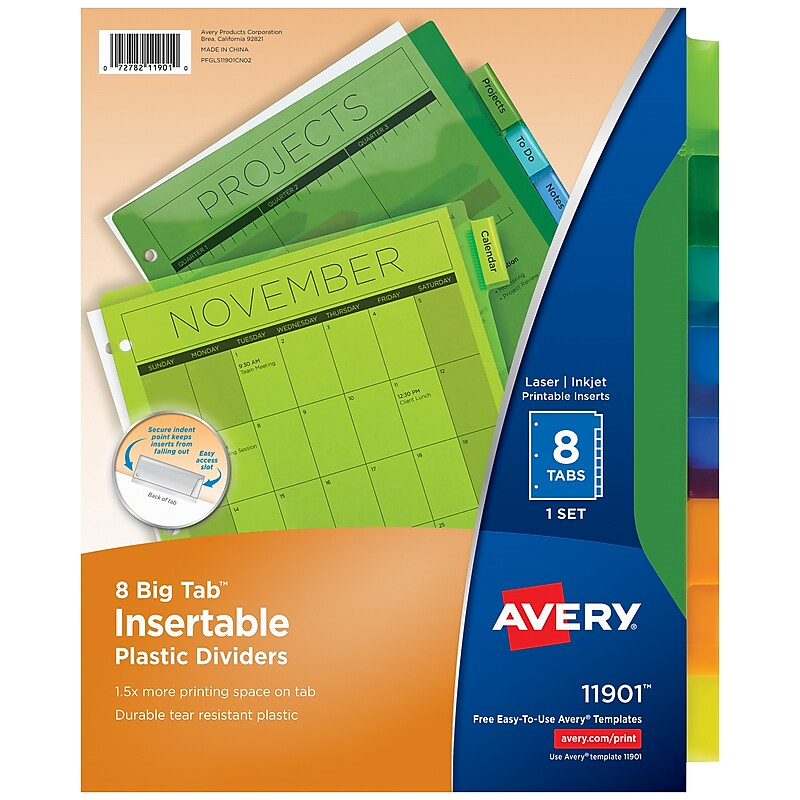 Avery Big Tab Insertable Paper Dividers, 8-Tab Multicolor (SKU 1057427071)