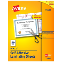 Avery Self-Adhesive Laminating Sheets, 9" x 12", 50 Labels Per Box