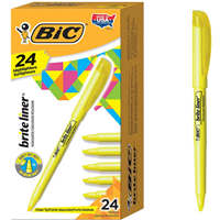 BIC Brite Liner Stick Highlighter, Chisel Tip, Yellow, Pack of 24