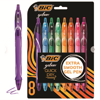 BIC Gel-ocity Quick Dry Retractable Gel Pens, Medium Point, Assorted Ink, 8/Pack
