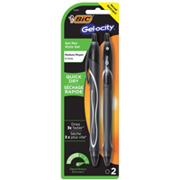 Bic Gelocity 0.7mm Black Pens (2pk)