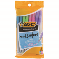 BIC Round Stic Grip Xtra-Comfort Ballpoint Pens, Medium 1.0 mm, Assorted Fashion, 12/Pack