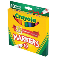 Crayola Kid's Markers, Broad Line, Assorted Colors, 10/Pack