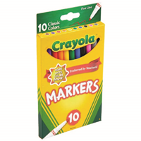 Crayola Classic Kid's Markers, Fine Point, Assorted, 10/Pack