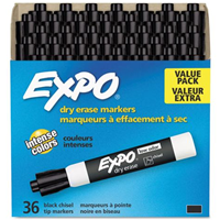 Expo Dry Erase Markers, Chisel Tip, Black, 36/Pack