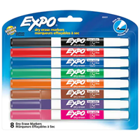 Expo Dry Erase Markers,  Ultra Fine Point, Assorted, 8/Pack