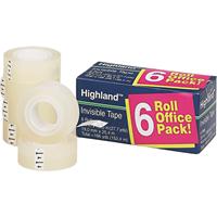 Highland™ Invisible Tape, Matte Finish, 3/4" x 27.7 yds., 6 Rolls