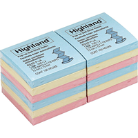Highland™ Pop-up Notes, 3" x 3", Assorted Colors, 12 Pads