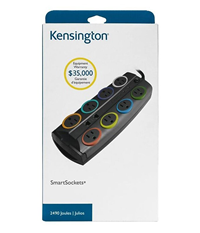 Kensington SmartSockets 8 Outlet Surge Protector, 8' Cord, 2490 Joules