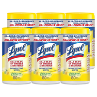 Lysol Disinfecting Wipes, Lemon & Lime Blossom Scent, 80 Wipes, 6/Carton 6-PK