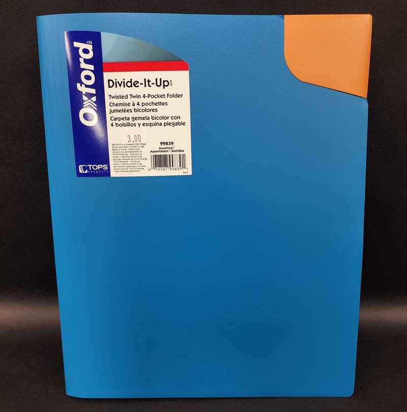 Oxford Divide-It-Up Twisted Twin 4-Pocket Folder (SKU 1046520269)