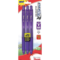 Pentel EnerGel-X Retractable Roller Gel Pen, Medium Point, 0.7 mm, Violet Ink/Violet Barrel, 3/Pk