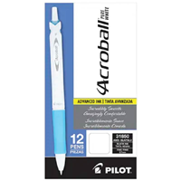 Pilot Acroball PureWhite Advanced Ink Retractable Ballpoint Pens, Fine Point, Black Ink, Dozen