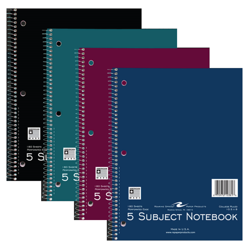 Roaring Springs 5 Subject Notebook 180 Pages (SKU 1001105867)