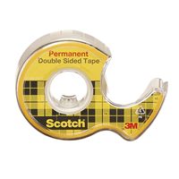 Scotch® Permanent Double Sided Tape w/Refillable Dispenser, 1/2" x 7 yds., 1" Core, 3 Roll