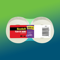 Scotch® Tear By Hand Mailing Packing Tape, 1.88"W x 50 Yards, Clear