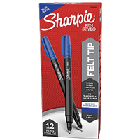 Sharpie Felt Pens, Fine Point, Blue Ink, Dozen