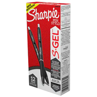 Sharpie S-Gel Retractable Gel Pen, Medium Point, Black Ink, Dozen