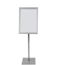 T-SIGN Adjustable Heavy-Duty Pedestal Poster Stand, Square Steel Base, 11 x 17 Inch Aluminum Snap Open Frame